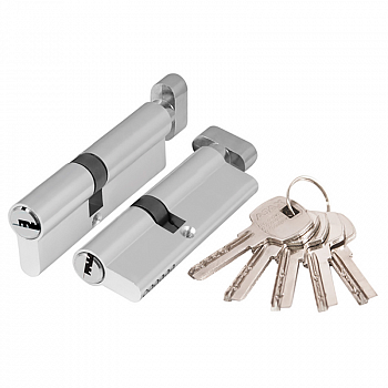 Цилиндр мех. AX2002Knob70 CP, хром, ключ/фиксатор 5 перф. ключей /AJAX 39871 (12/1)