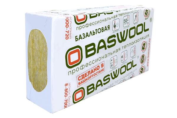 Утеплитель базальт. 45кг м3 BASWOOL Лайт 45 ( 50x1200x600мм) плита (1уп.=6шт=0,216 м3=4,32м2) (32)