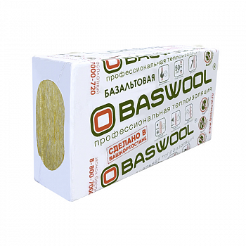 Утеплитель базальтовый 120кг/м3 BASWOOL ФАСАД 120 (100*1200*600мм) плита (1уп.=3шт=0,216 м3=2,16м2) (32)