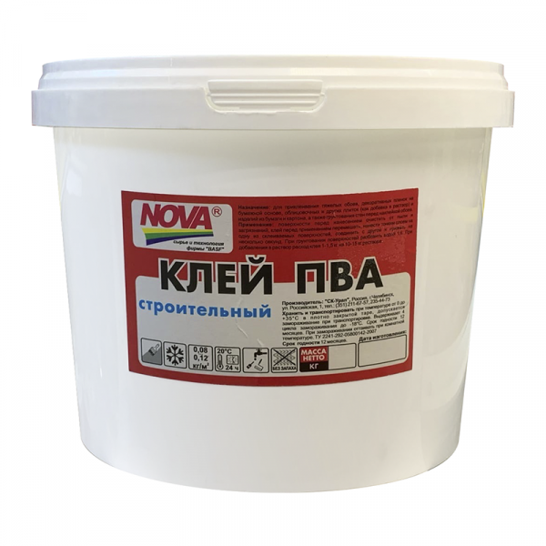 Клей.ПВА с. 2,5кг строит. (ведро)  NOVA (8)