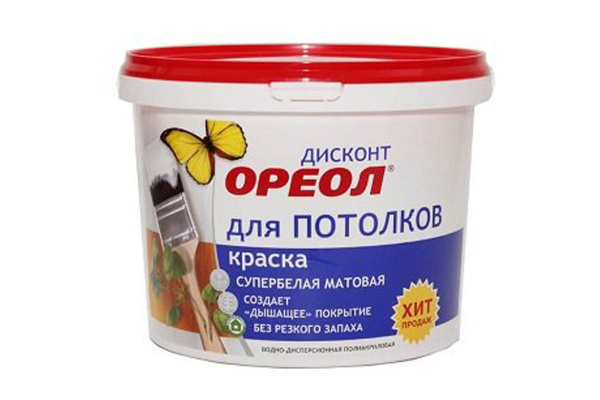 Краска водно-дисперсионная для потолков 13кг супербелая  ОРЕОЛ-Дисконт