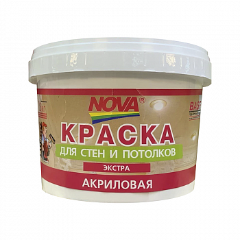 Краска водно-дисперсионная 1,3кг для стен, Экстра /NOVA (12)