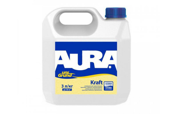 Грунтовка 3л концентрат (1 5) глубокопроникающая KRAFT  AURA
