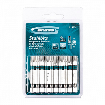 Бита 1/4" Torx 40- 50мм односторонняя, сталь S2 (Поштучно, 10шт в блистере) /GROSS 11473 (10)