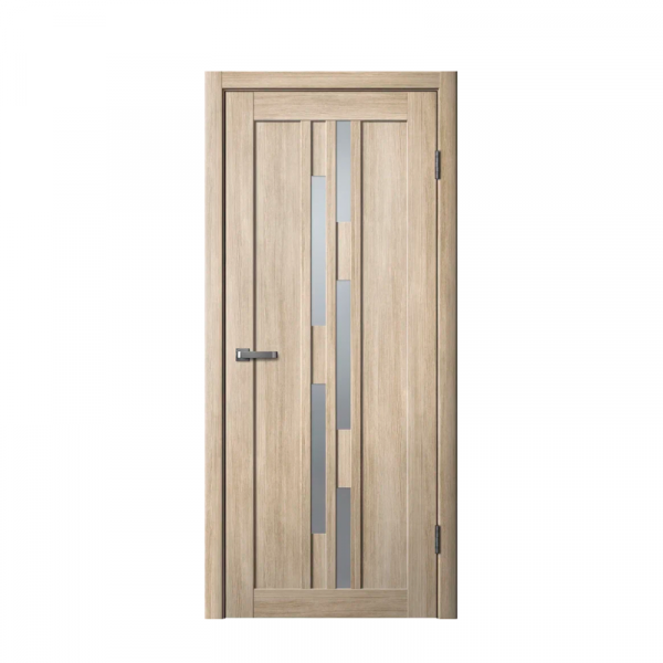 Дверное полотно (600х2000) ПВХ, ясень латте, матовое стекло Флайдорс (FlyDoors) 232