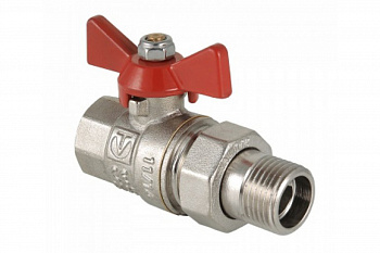 Кран шаровый (20) 3/4" ВН/НР со сгоном, бабочка, никель (14 шт/упак) /Valtec VT.227.N.05