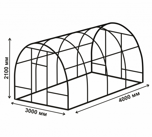 00000045952 - НЛ389-Схема Каркас для  теплицы  с 1 дверью 342,1м оцинков. Новая-Цинк