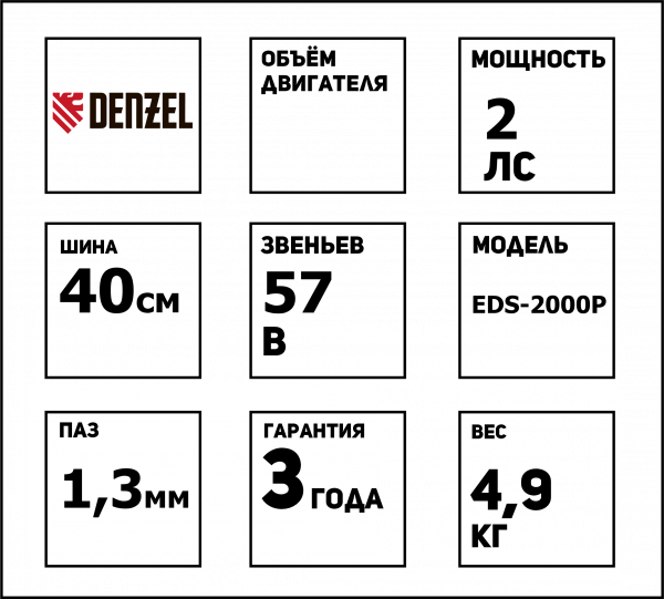 ЦБ-00058887-ЕТ112-Схема Пила цепная электрическая 2кВт, шина 40см, шаг 3.8, паз 1,3мм, 57 звеньев EDS-2000Р Denzel 95616 (1)