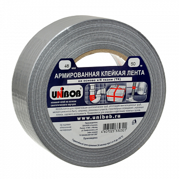 Лента клейкая армир, 48мм*50м серая /UNIBOB 37970 (24)